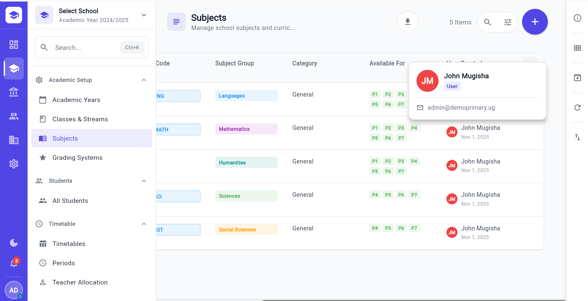 SchoolAdmin Dashboard Preview
